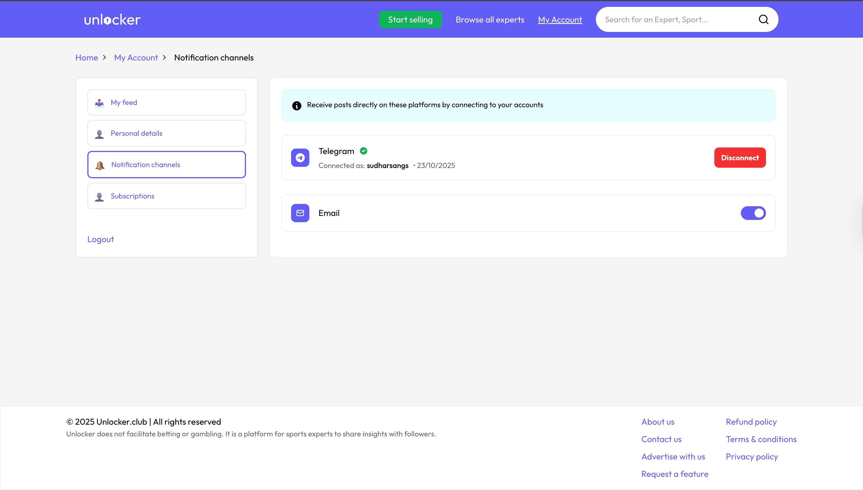 Account dashboard