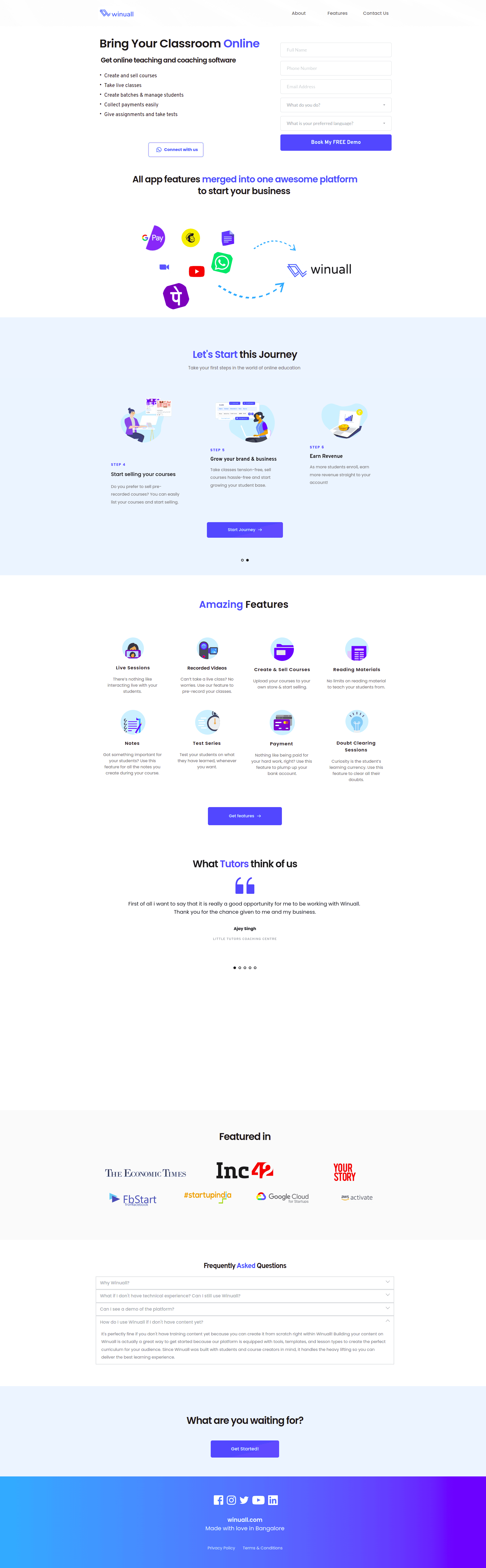 Winuall Registration System interface screenshot